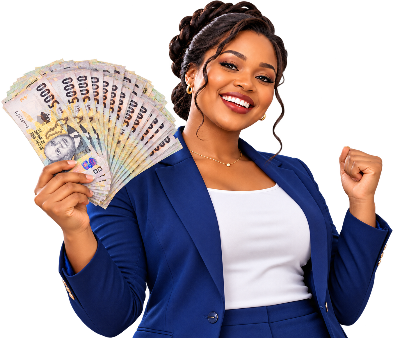 Happy UCSSACCO member with Malawi Kwacha